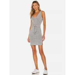 Revolve Lovers + Friends Bari Tie Front Bodycon Mini Dress Heathered Gray XS